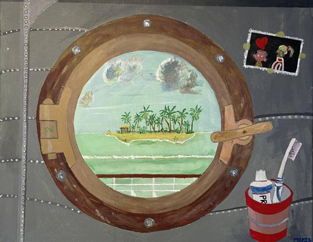 © Joepsart Een schilderij opgezet uit figuratieve, strakke lijnen met een maritiem thema
