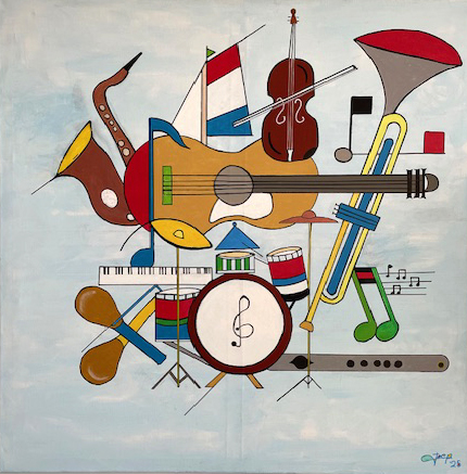 © Joepsart Een schilderij opgezet uit figuratieve, strakke lijnen met een maritiem thema