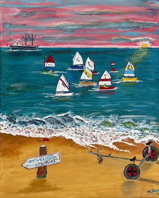 © Joepsart Een schilderij opgezet uit figuratieve, strakke lijnen met een maritiem thema